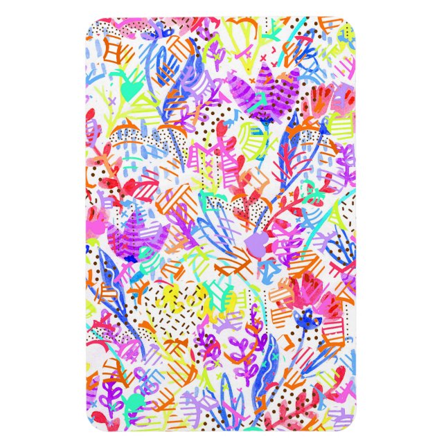 Cute colourful abstract flowers patterns magnet (Vertical)