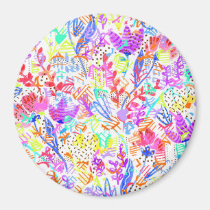 Cute colourful abstract flowers patterns magnet