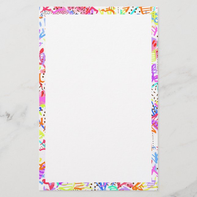 Cute colourful abstract flowers patterns stationery (Front)