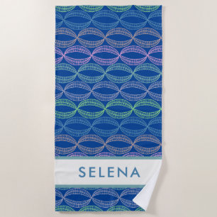 Cute Colourful Abstract Geometric Circle Pattern Beach Towel