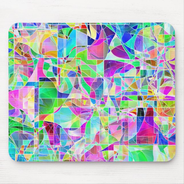 Cute colourful abstract geometric fragments design mouse pad (Front)