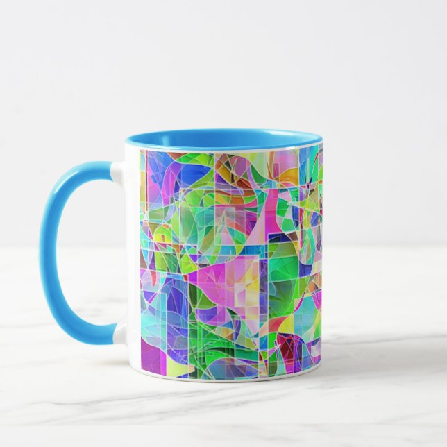 Cute colourful abstract geometric fragments design mug (Left)