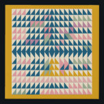 Cute Colourful Abstract Geometric Shapes Yellow Faux Canvas Print<br><div class="desc">A playful,  colourful painted design of geometric shapes and lines,  forming a modern quilt pattern in bright colours of teal blue,  mustard yellow,  sage green,  and pink.</div>