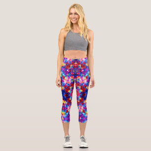 Cute colourful abstract jewellery texture capri leggings