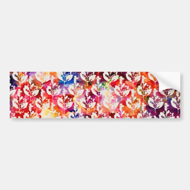 Cute colourful abstract leaves patterns bumper sticker (Front)