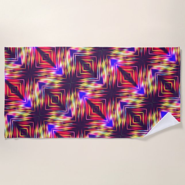 Cute colourful abstract lines beach towel (Front)