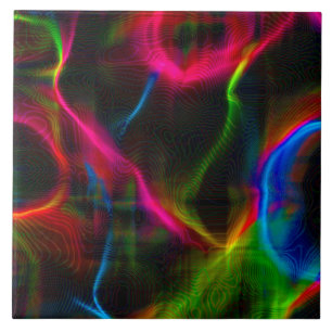 Cute colourful abstract lines ceramic tile