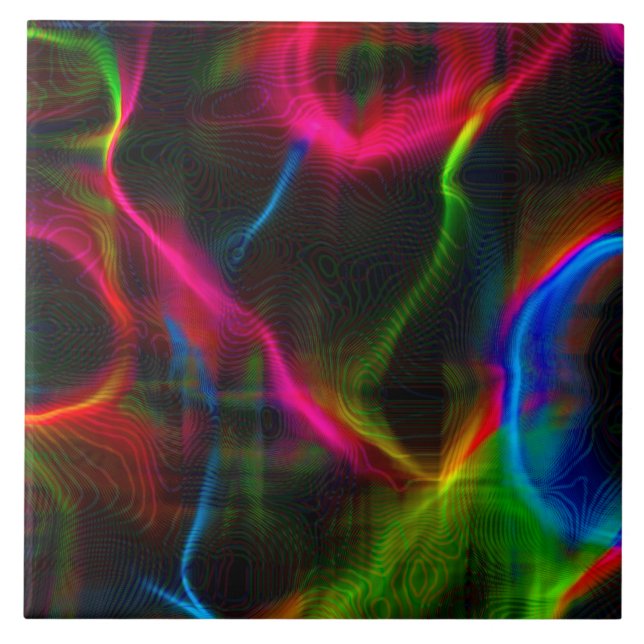 Cute colourful abstract lines  ceramic tile (Front)