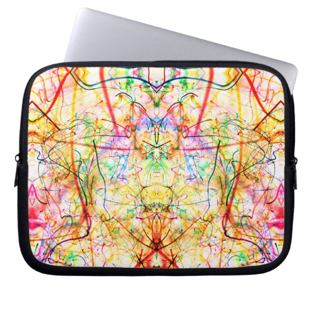 Cute colourful abstract lines laptop sleeve (Front)