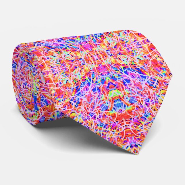 Cute colourful abstract lines painting tie (Rolled)
