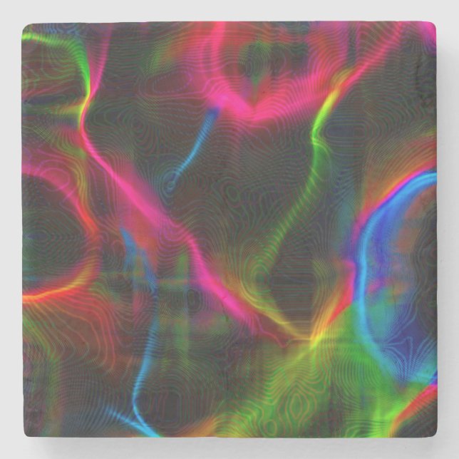 Cute colourful abstract lines  stone coaster (Front)