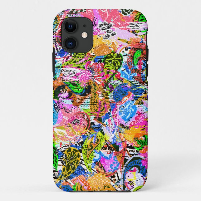 Cute colourful abstract mixed paisley flowers Case-Mate iPhone case (Back)