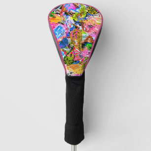 Cute colourful abstract mixed paisley flowers golf head cover