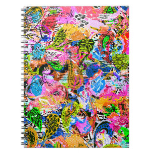 Cute colourful abstract mixed paisley flowers notebook