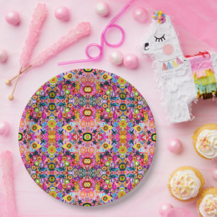 Cute colourful abstract nature insects paper plate
