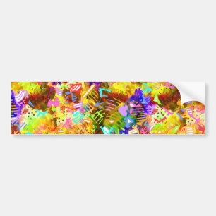 Cute colourful abstract paint bumper sticker