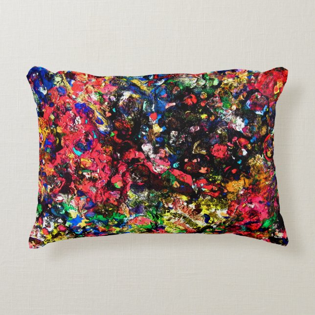 Cute colourful abstract painting decorative cushion (Front)