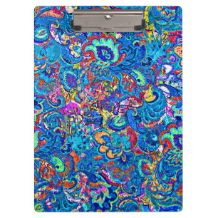 Cute colourful abstract painting flowers clipboard