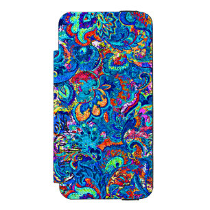Cute colourful abstract painting flowers incipio watson™ iPhone 5 wallet case