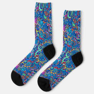 Cute colourful abstract painting flowers socks