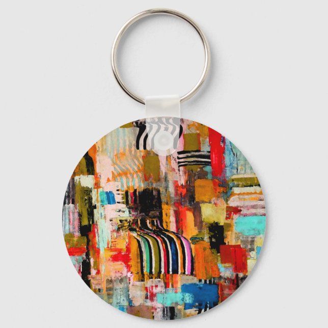 Cute colourful abstract painting throw pillow key ring (Front)