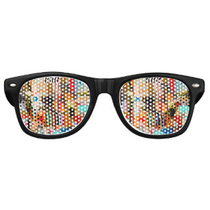 Cute colourful abstract painting throw pillow retro sunglasses