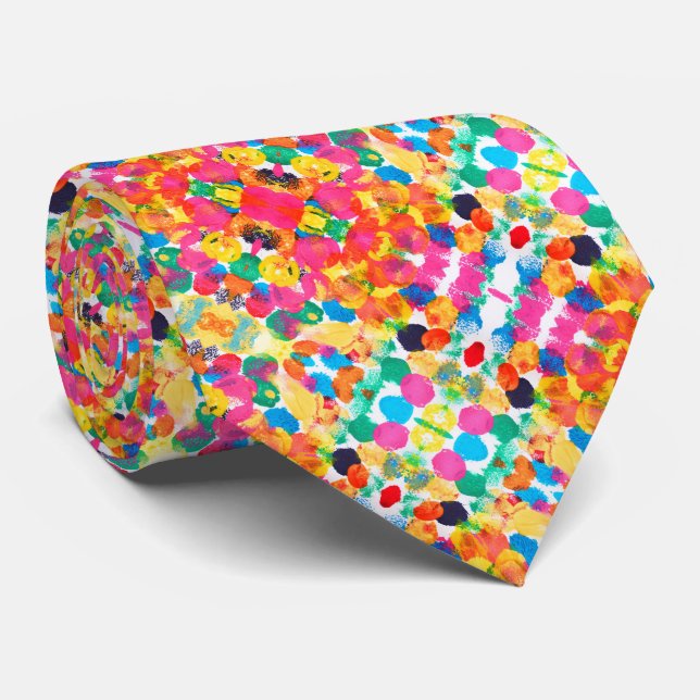 Cute colourful abstract painting tie (Rolled)