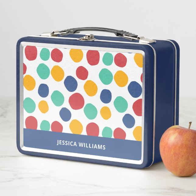 Cute Colourful Abstract Polka Dot Pattern  Metal Lunch Box (In Situ)