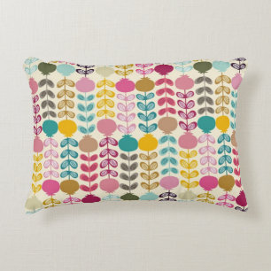 Cute Colourful Abstract Retro Tulips Pattern Decorative Cushion