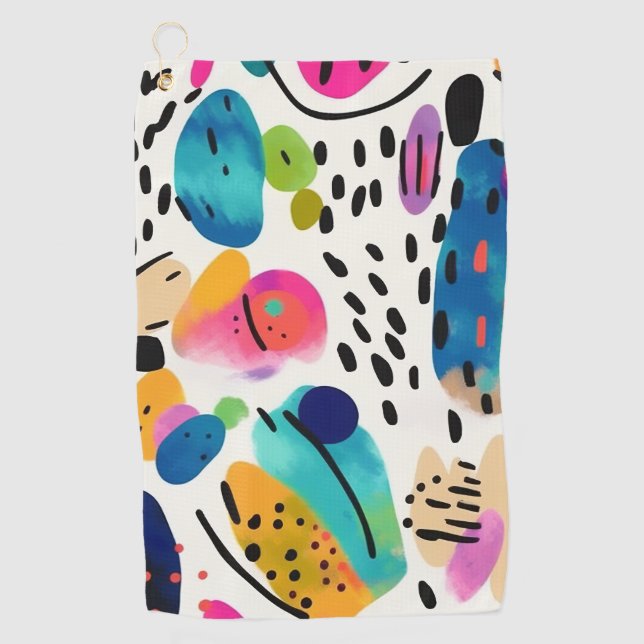 Cute Colourful Abstract Shapes Pattern Golf Towel (Front)