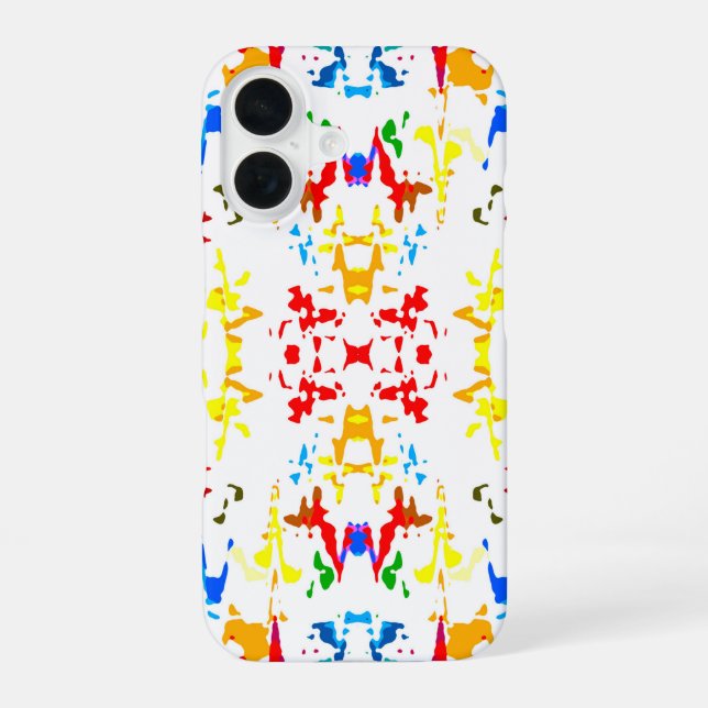 Cute colourful abstract splatter  iPhone 16 case (Back)