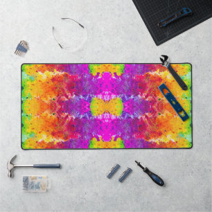 Cute colourful abstract splatter paint desk mat