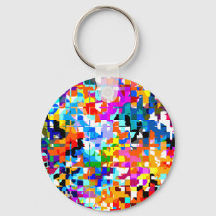 Cute colourful abstract squares notebook key ring