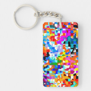 Cute colourful abstract squares notebook key ring