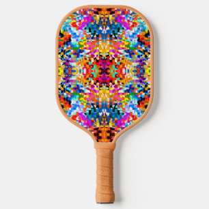 Cute colourful abstract squares pickleball paddle