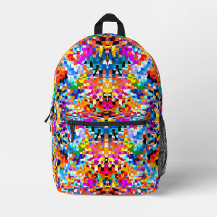 Cute colourful abstract squares printed backpack