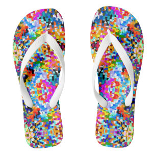 Cute colourful abstract squares thongs