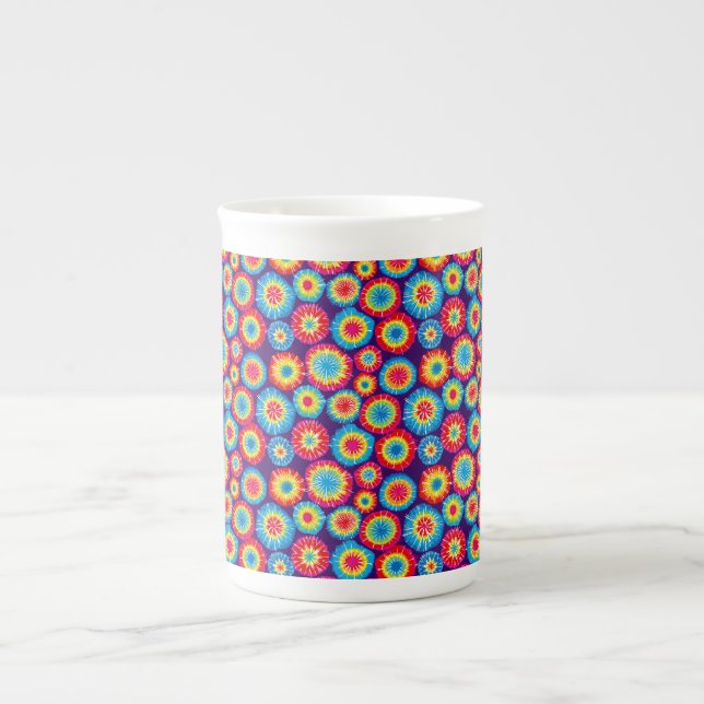 Cute colourful abstract suns patterns bone china mug (Front)