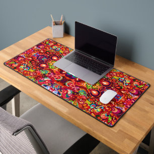 Cute colourful abstract swirl paint desk mat