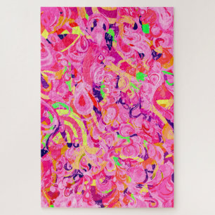 Cute colourful abstract swirls paint jigsaw puzzle