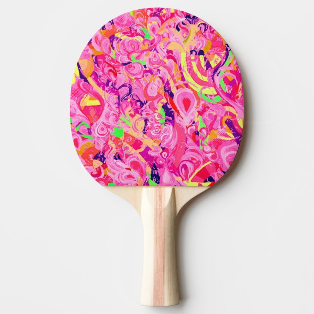 Cute colourful abstract swirls paint ping pong paddle (Front)