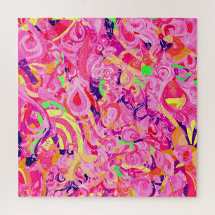 Cute colourful abstract swirls painting jigsaw puzzle