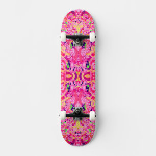 Cute colourful abstract swirls painting skateboard