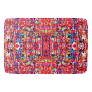 Cute colourful abstract waves painting bath mat