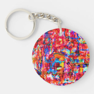 Cute colourful abstract waves painting key ring