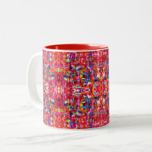Cute colourful abstract waves painting Two-Tone coffee mug