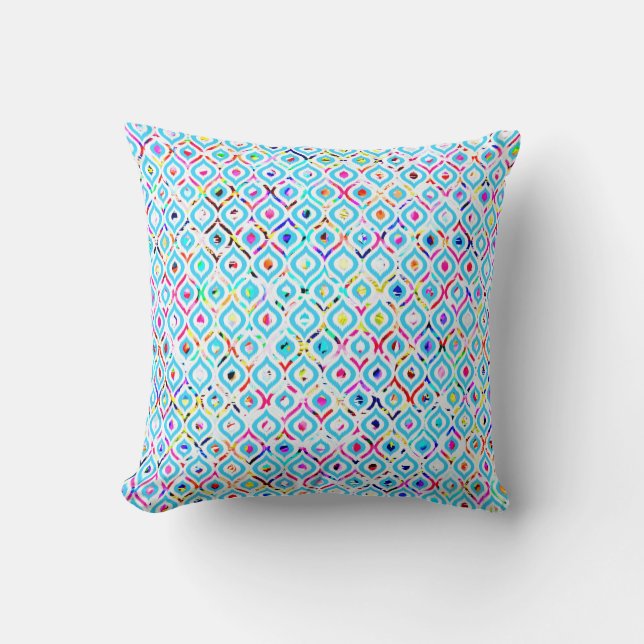 Cute colourful abstract zigzag patterns cushion (Front)