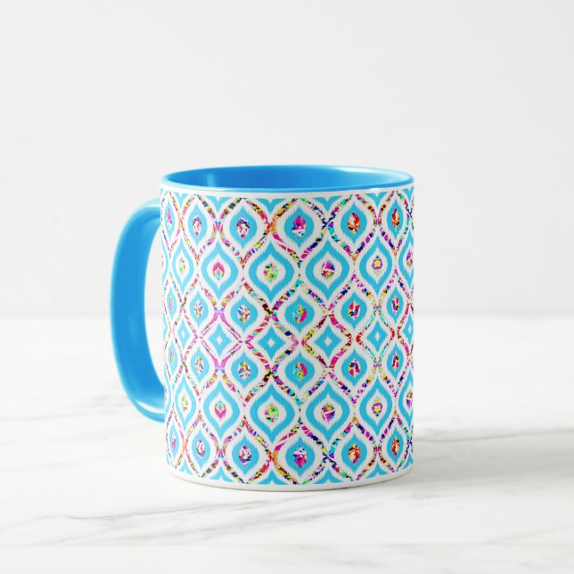 Cute colourful abstract zigzag patterns mug (Front Left)