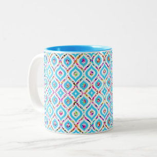 Cute colourful abstract zigzag patterns Two-Tone coffee mug