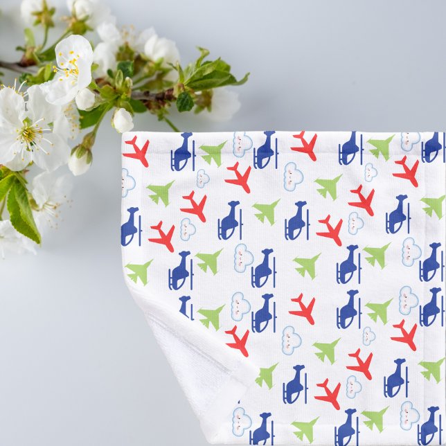 Cute Colourful Aeroplane & Clouds Aviator Fun Wash Cloth (Creator Uploaded)
